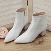 Wedding Shoes | Women’s Wedding Shoes Satin Chunky Heel Block Heel Point Toe Wedding Boots Elegant Wedding Shoes Ivory – Womens