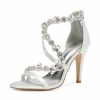 Wedding Shoes | Women’s Wedding Shoes Satin High Heel Open Toe Wedding Sandals Bridal Shoes Rhinestone Elegant Wedding Party Prom Cocktail Shoes Ivory – Womens