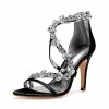 Wedding Shoes | Women’s Wedding Shoes Satin High Heel Open Toe Wedding Sandals Bridal Shoes Rhinestone Elegant Wedding Party Prom Cocktail Shoes Ivory – Womens