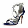 Wedding Shoes | Women’s Wedding Shoes Satin High Heel Open Toe Wedding Sandals Bridal Shoes Rhinestone Elegant Wedding Party Prom Cocktail Shoes Ivory – Womens