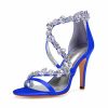 Wedding Shoes | Women’s Wedding Shoes Satin High Heel Open Toe Wedding Sandals Bridal Shoes Rhinestone Elegant Wedding Party Prom Cocktail Shoes Ivory – Womens