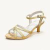 Wedding Shoes | Women’s Wedding Shoes Satin High Heel Open Toe Wedding Sandals Bridesmaid Shoes Elegant Simple Daily Prom Cocktail Shoes Ivory – Womens