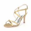 Wedding Shoes | Women’s Wedding Shoes Satin High Heel Open Toe Wedding Sandals Bridesmaid Shoes Elegant Simple Wedding Party Prom Evening Cocktail Shoes Champagne – Womens