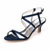 Wedding Shoes | Women’s Wedding Shoes Satin High Heel Open Toe Wedding Sandals Bridesmaid Shoes Elegant Simple Wedding Party Prom Shoes Dark Blue – Womens