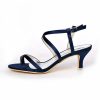 Wedding Shoes | Women’s Wedding Shoes Satin High Heel Open Toe Wedding Sandals Bridesmaid Shoes Elegant Simple Wedding Party Prom Shoes Dark Blue – Womens