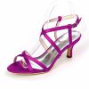 Wedding Shoes | Women’s Wedding Shoes Satin High Heel Open Toe Wedding Sandals Bridesmaid Shoes Elegant Simple Wedding Party Prom Shoes Dark Blue – Womens