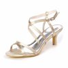 Wedding Shoes | Women’s Wedding Shoes Satin High Heel Open Toe Wedding Sandals Bridesmaid Shoes Elegant Simple Wedding Party Prom Shoes Dark Blue – Womens