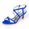 Wedding Shoes | Women’s Wedding Shoes Satin High Heel Open Toe Wedding Sandals Bridesmaid Shoes Elegant Simple Wedding Party Prom Shoes Dark Blue – Womens