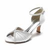 Wedding Shoes | Women’s Wedding Shoes Satin High Heel Peep Toe Ankle Strap Sandals Wedding Sandals Bridal Shoes Rhinestone Ruched Elegant Wedding Party Prom Shoes Ivory – Womens