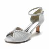 Wedding Shoes | Women’s Wedding Shoes Satin High Heel Peep Toe Ankle Strap Sandals Wedding Sandals Bridal Shoes Rhinestone Ruched Elegant Wedding Party Prom Shoes Ivory – Womens