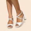 Wedding Shoes | Women’s Wedding Shoes Satin High Heel Peep Toe Wedding Sandals Bridesmaid Shoes Elegant Simple Wedding Party Prom Evening Shoes Ivory – Womens