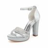 Wedding Shoes | Women’s Wedding Shoes Satin High Heel Platform Block Heel Open Toe Wedding Sandals Bridal Shoes Rhinestone Elegant Party Evening Cocktail Shoes Ivory – Womens