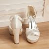 Wedding Shoes | Women’s Wedding Shoes Satin High Heel Platform Block Heel Open Toe Wedding Sandals Bridal Shoes Rhinestone Elegant Party Evening Cocktail Shoes Ivory – Womens