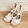 Wedding Shoes | Women’s Wedding Shoes Satin High Heel Platform Block Heel Peep Toe Wedding Sandals Bridesmaid Shoes Elegant Simple Wedding Party Evening Shoes Ivory – Womens