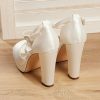 Wedding Shoes | Women’s Wedding Shoes Satin High Heel Platform Block Heel Peep Toe Wedding Sandals Bridesmaid Shoes Elegant Simple Wedding Party Evening Shoes Ivory – Womens