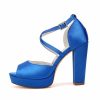 Wedding Shoes | Women’s Wedding Shoes Satin High Heel Platform Block Heel Peep Toe Wedding Sandals Bridesmaid Shoes Elegant Simple Wedding Party Evening Shoes Ivory – Womens