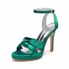 Wedding Shoes | Women’s Wedding Shoes Satin High Heel Platform Open Toe Bridal Shoes Wedding Sandals Ankle Strap Sandals Ruched Simple Sexy Elegant Wedding Cocktail Party Shoes White – Womens