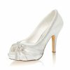 Wedding Shoes | Women’s Wedding Shoes Satin High Heel Platform Peep Toe Wedding Heels Bridal Shoes Rhinestone Vintage Wedding Shoes White – Womens