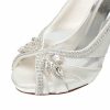 Wedding Shoes | Women’s Wedding Shoes Satin High Heel Platform Peep Toe Wedding Heels Bridal Shoes Rhinestone Vintage Wedding Shoes White – Womens