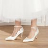 Wedding Shoes | Women’s Wedding Shoes Satin High Heel Point Toe Wedding Heels Bridal Shoes Ankle Strap Heels Rhinestone Elegant Wedding Party Prom Evening Shoes Ivory – Womens