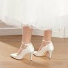 Wedding Shoes | Women’s Wedding Shoes Satin High Heel Point Toe Wedding Heels Bridal Shoes Ankle Strap Heels Rhinestone Elegant Wedding Party Prom Evening Shoes Ivory – Womens