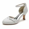 Wedding Shoes | Women’s Wedding Shoes Satin Lace High Heel Round Toe Junior Bridesmaid Shoes Ankle Strap Heels Bridesmaid Shoes Wedding Heels Bowknot Vintage Elegant Wedding Shoes Ivory – Womens