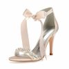 Wedding Shoes | Women’s Wedding Shoes Satin Lace-Up Open Toe Wedding Sandals Bridal Shoes Rhinestone Ribbon Tie High Heel Wedding Party Cocktail Elegant Sexy Shoes Champagne – Womens