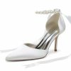 Wedding Shoes | Women’s Wedding Shoes Satin Lace-Up Point Toe Wedding Heels Bridal Shoes Pearl Ribbon Tie High Heel Wedding Party Evening Elegant Shoes White – Womens