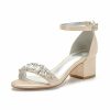 Wedding Shoes | Women’s Wedding Shoes Satin Open Toe Ankle Strap Sandals Wedding Sandals Bridal Shoes Rhinestone Elegant Chunky Heel Block Heel Shoes  – Womens