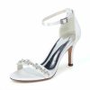 Wedding Shoes | Women’s Wedding Shoes Satin Open Toe Ankle Strap Sandals Wedding Sandals Bridal Shoes Rhinestone Elegant High Heel Shoes White – Womens