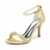 Wedding Shoes | Women’s Wedding Shoes Satin Open Toe Ankle Strap Sandals Wedding Sandals Bridal Shoes Rhinestone Elegant High Heel Shoes White – Womens