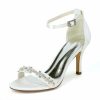 Wedding Shoes | Women’s Wedding Shoes Satin Open Toe Ankle Strap Sandals Wedding Sandals Bridal Shoes Rhinestone Elegant High Heel Shoes White – Womens