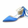 Wedding Shoes | Women’s Wedding Shoes Satin Point Toe Wedding Flats Bridal Shoes Pearl Ribbon Tie Elegant Flat Heel Low Heel Shoes Ivory – Womens