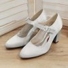 Wedding Shoes | Women’s Wedding Shoes Satin Round Toe Mary Jane Wedding Heels Bridesmaid Shoes Elegant Vintage Simple High Heel Block Heel Shoes Ivory – Womens