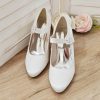 Wedding Shoes | Women’s Wedding Shoes Satin Round Toe Mary Jane Wedding Heels Bridesmaid Shoes Elegant Vintage Simple High Heel Block Heel Shoes Ivory – Womens