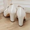 Wedding Shoes | Women’s Wedding Shoes Satin Round Toe Mary Jane Wedding Heels Bridesmaid Shoes Elegant Vintage Simple High Heel Block Heel Shoes Ivory – Womens