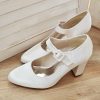 Wedding Shoes | Women’s Wedding Shoes Satin Round Toe Mary Jane Wedding Heels Bridesmaid Shoes Elegant Vintage Simple High Heel Block Heel Shoes Ivory – Womens