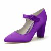 Wedding Shoes | Women’s Wedding Shoes Satin Round Toe Mary Jane Wedding Heels Bridesmaid Shoes Elegant Vintage Simple High Heel Block Heel Shoes Ivory – Womens