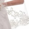 Wedding Veils | Applique Lace Edge Single Tier Tulle Bridal Fingertip Length Wedding Veil White – Girls