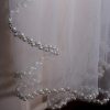 Wedding Veils | Beading Pearl Trim Edge Single Tier Tulle Bridal Fingertip Length Wedding Veil Ivory – Girls