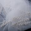 Wedding Veils | Beading Pearl Trim Edge Single Tier Tulle Bridal Fingertip Length Wedding Veil Ivory – Girls