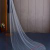 Wedding Veils | Beading/Pearl Beaded Edge Single Tier Tulle Bridal Cathedral Length Wedding Veil Ivory – Girls