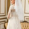 Wedding Veils | Beading/Sequin Beaded Edge Two Tier Tulle Bridal Elbow Length Wedding Veil With Blusher White – Girls