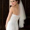 Wedding Veils | Beading/Sequin Beaded Edge Two Tier Tulle Bridal Elbow Length Wedding Veil With Blusher White – Girls