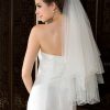 Wedding Veils | Beading/Sequin Beaded Edge Two Tier Tulle Bridal Elbow Length Wedding Veil With Blusher White – Girls