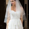 Wedding Veils | Beading/Sequin Beaded Edge Two Tier Tulle Bridal Elbow Length Wedding Veil With Blusher White – Girls