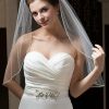 Wedding Veils | Beading/Sequin Pearl Trim Edge Single Tier Tulle Bridal Elbow Length Wedding Veil White – Girls