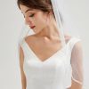 Wedding Veils | Beading/Sequin Pearl Trim Edge Single Tier Tulle Bridal Elbow Length Wedding Veil White – Girls