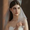 Wedding Veils | Bow Cut Edge Two Tier Tulle Bridal Elbow Length Wedding Veil White – Girls