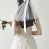 Wedding Veils | Bow Cut Edge Two Tier Tulle Bridal Shoulder Length Wedding Veil White – Girls